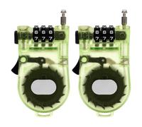 STAHAD Lot de 2 Antivols à Câble Rétractable en Acier Transparent Vert, Cadenas à Combinaison 3 Chiffres pour Snowboard, Trottinette et Vélo, Antivol Portable Sécurisé pour