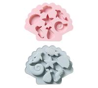 STAHAD Lot de 2 Moules à Gâteau en Silicone Antiadhésif 3d Forme Hippocampe et Poissons Marins, Couleurs Rose et Bleu, Moule à Pâtisserie pour Fondant, Biscuits, Pâtisserie Thème Marin