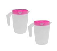 STAHAD Lot de 2 Set de Pichets à Eau Froide 1 L Rouge avec Couvercle, Pichet Réfrigérateur Hermétique pour Jus, Thé Glacé et Boissons Maison ou Restaurant, Matériau Facile à Nettoyer,