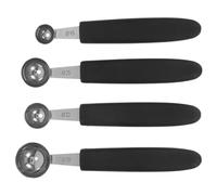 STAHAD Lot de 4 Cuillères à Melon en Acier Inoxydable Noires, Design Multifonctionnel, Différentes Tailles 15-30 Mm, pour Fruits et Glaces Maison