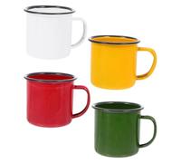 STAHAD Lot de 4 Tasses Émaillées Rétro Colorées Anse, Petits Mugs en Fer pour Boisson Chaude, pour Fondue et Barbecue, Gobelets Vintage Pratiques et Solide, Ensemble Couleur Aléatoire