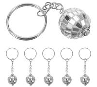 STAHAD Lot de 6 Porte-clés Boule Disco Multifonction 20mm, Pendentif Vintage Années 70 en Plastique et Alliage de Zinc, Accessoire Déco Fête et Porte-paquet Couleur Or Scintillant