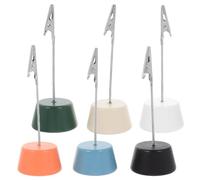 STAHAD Lot de 6 Porte-mémos Multifonctionnels avec Base en Bois et Pince Crocodile, Support pour Cartes de Visite, Étiquettes Alimentaires et Numéros de Table, Couleurs Couleur Aléatoire