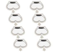 STAHAD Lot de 8 Mini Miroirs de Maquillage Adhésifs de Couronne Argentée, Autocollants Décoratifs pour Coque de Téléphone, Petit Miroir Portable pour Retouches de Voyage,