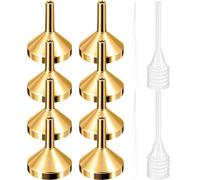STAHAD Mini Entonnoirs Métalliques Dorés 12 Pièces - 8 Entonnoirs Taille L 2 Compte-gouttes 3 Ml 2 Compte-gouttes 2 Ml - pour Remplir Petites Bouteilles, Flacons de Parfum et Huiles