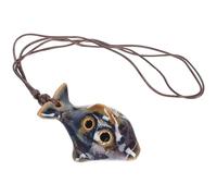 STAHAD Ocarina en Céramique à 6 Trous, Tonalité Ac Do Moyen, Forme Poisson Bleu Craquelé, Instrument à Vent pour Débutants et Garçon et Filles, Portable pour Entraînement Musical