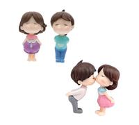 STAHAD Ornement de Figurines de Couple Saint Valentin, 2 Ensembles Micro-Paysage Décoratif pour Bureau et Maison, Poupées Artisanales Écologiques Blanc Rose et Bleu Violet, Présent