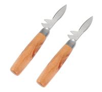 STAHAD Ouvre-huîtres en Acier Inoxydable Manche en Bois Massif, Lot de 2 Couteaux à Huitres Épais, Outil Pratique pour Ouvrir Huîtres, Pétoncles et Coquillages, Ustensile la Cuisine