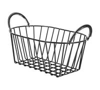 STAHAD Panier à Fruits en Fer Forgé Vintage Noir avec Doubles Poignées Panier de Table Compact pour Fruits et Collations Rangement Multifonction Bureau Cuisine Robuste