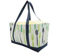 STAHAD Paquet Isotherme à Cordon de Serrage 30l Grand Paquet de Pique-niques Pliable Tissu Oxford Bleu Doublure Aluminium Réutilisable Camping et Courses à Lunch Portable