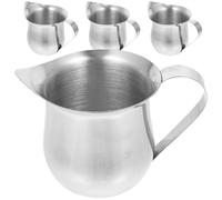STAHAD Pichet à Lait Inox 4 Pièces, Surface Lisse et Poignée Ergonomique, Accessoire pour Espresso et Latte Art Maison