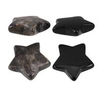 STAHAD Pierres Décoratives en Cristal D'obsidienne Noire Polie, Mini Étoiles de 30 Mm, Set de 4 Pièces pour Décoration Intérieure, Création de Bijoux DIY et Ambiance Halloween