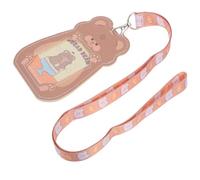 STAHAD Porte-badge Mignon Tour de Cou avec Lanière Kawaii, Porte-cartes D’élève Transparent Motif Ours Marron, Titulaire de Carte Multifonction pour École, Bureau et Voyage, Accessoire