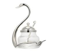 STAHAD Pot à Condiments Verre Cuillère Contenant Épices Original pour Rangement la Cuisine et Décoration Table Argenté