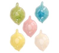 STAHAD Set de 5 Plaques en Céramique Blanche pour Huiles Essentielles, Surface Lisse et Forme Feuille, pour Spa et Usage à Domicile