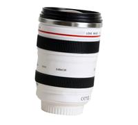 STAHAD Tasse D'objectif D'appareil Photo Blanc en Abs et Acier Inoxydable, Récipient à Eau Moderne et Élégant pour Maison, Bureau ou Présent