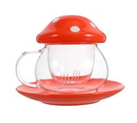 STAHAD Tasse en Verre Transparent Filtre de Champignon, Capacité Adaptée pour Thé et Jus, Résistante la Chaleur, Présent pour Femmes et Adultes, Usage Après-Midi