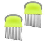 STAHAD Trancheuse à Pommes de Terre Ondulée 2pcs en Acier Inoxydable Vert, Lame D'onde, Légère et Rapide pour Couper Légumes et Fruits