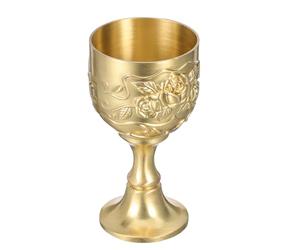 STAHAD Verre à Vin en Métal Doré Style Russe Détails Médiévaux, Coupe de Communion Rustique pour Usage Domestique et Rituels Sacrés