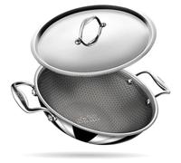 stahl Kadai triplement antiadhésif avec Couvercle | Kadai en Acier Inoxydable avec Base à Induction | Kadhai Triple épaisseur résistant aux Rayures | Hybride 6328, 28 cm, 4,4 L (pour 8 Personnes)