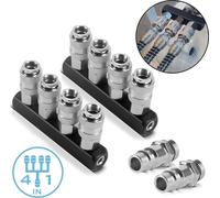 STAHLWERK 2 x distributeur d'air comprimé quadruple jusqu'à 35 bar avec raccord rapide 1/4 pouce