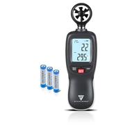 STAHLWERK Anémomètre - Compteur de vitesse d'air compact 30 m/s - Mesure du flux d'air - Données précises de la vitesse du vent MAX/MIN/AVG/CU - Thermomètre numérique avec écran LCD