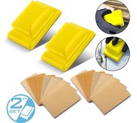STAHLWERK Bloc de ponçage manuel Set de 2 pièces en moussePolyuréthaneavec abrasifs auto-agrippants