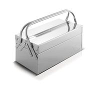 STAHLWERK Boîte en acier inoxydable extensible sur le côté - Organisateur de qualité supérieure avec 3 compartiments - Vide