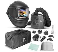 STAHLWERK Casque de soudage Automatique 3-en-1 Booster AIR - Masque de Soudeur avec Adduction d'air assistée, système PAPR, True Colour, obscurcissement Auto. DIN 4-13, Classe Optique 1/1/1/2
