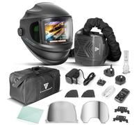 STAHLWERK Casque de soudage automatique 3 en 1 Master Air - Casque de soudage avec alimentation en air frais, contrôle de la fonction par Bluetooth, rendu des couleurs True-Colour, obscurcissement DIN