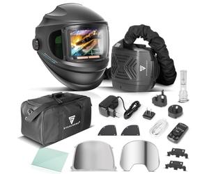 STAHLWERK Casque de soudage automatique 3 en 1 Master Air - Casque de soudage avec alimentation en air frais, contrôle de la fonction par Bluetooth, rendu des couleurs True-Colour, obscurcissement DIN