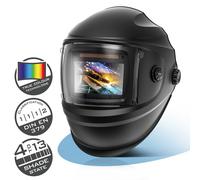 STAHLWERK Casque de soudage Automatique 3-en-1 Bullet - Casque de Soudeur True Colour, obscurcissement Automatique DIN 4-13, Classe Optique 1/1/1/2, Champ de Vision 100 x 60 mm, écran de soudage