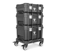 STAHLWERK Chariot à outils à trois boîtes - Chariot à outils mobile avec planche à roulettes, fermetures en métal et grand espace de rangement, système de rangement flexible pour atelier, garage et