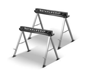 STAHLWERK Chevalet de sciage SB-757 ST en set de 2 Chevalet de travail en métal revêtu par poudre | Chevalet pliant universel avec une capacité de charge maximale de 500 kg