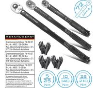 STAHLWERK Clé dynamométrique, jeu de trois 1/4", 3/8" & 1/2" jusqu'à 210 NM