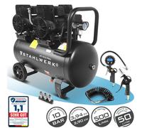 STAHLWERK Compresseur cuve 50 L (ST-510 Pro) - équipement complet avec accessoires - sans huile & silencieux, 10 bar, compresseur d'air avec moteurs sans balais, 3,94 CV, 2,9 kW, 500 l/min