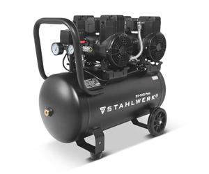 STAHLWERK Compresseur avec cuve 50 L (ST-510 Pro) - sans huile & silencieux, 10 bar, compresseur d'air avec moteurs sans balais, 3,94 CV, 2,9 kW, 500 l/min, compresseur à pistons silencieux