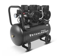 STAHLWERK Compresseur Réservoir 50 L - sans huile & silencieux, 10 bar, compresseur d'air comprimé avec moteurs Brushless, 3,94 CV, 2,9 kW, 500 l/min, compresseur silencieux, compresseur à piston,
