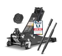 STAHLWERK Cric hydraulique avec capacité de charge de 3 t - extra plat, plage de levage 73-500 mm, roues caoutchoutées, double piston de levage, cric rouleur, cric hydraulique, cric de voiture (WHB-73