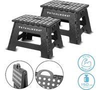 STAHLWERK Escabeau pliant KT-2 ST Lot de 2 avec capacité de charge de 150 kg Tabouret marchepied pliable
