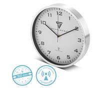STAHLWERK Horloge murale 30 cm horloge d'atelier argentée avec boîtier aluminium mouvement RCC