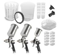 STAHLWERK HVLP Kit de Pistolet à Peinture avec Gobelets de Mélangeur - Kit de Peinture SGS-1125 ST avec 3 pistolets à Air comprimé 0,8/1,4/1,7 mm Jeu de Buses - Mallette en Aluminium Robuste - Coffret