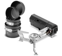 STAHLWERK Kit de cuisine et de camping en plein air - Réchaud de camping pliable, réchaud à gaz butane 1700 W avec allumage piézoélectrique, lot de 4 casseroles en aluminium avec casseroles et