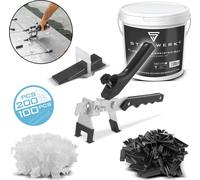 STAHLWERK Kit de nivellement pour carrelage 200 pattes de traction pour largeur de joint de 2mm Système de pose