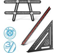 STAHLWERK Kit de règles avec règle de mesure multi-angles, règle triangulaire, triangle d'angle