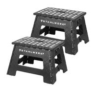 STAHLWERK Escabeau pliant KT-2 ST Lot de 2 avec capacité de charge de 150 kg Tabouret marchepied pliable
