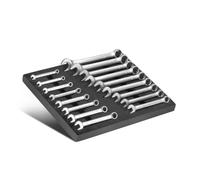 STAHLWERK Lot de 17 clés mixtes avec insert en mousse pour servante d'atelier - Clés polygonales et clés à fourche de 6 à 22 mm, toutes les tailles courantes dans un insert de chariot à outils