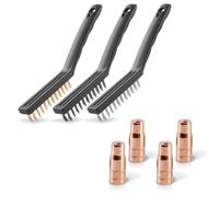 STAHLWERK Lot de 4 buses de gaz d'origine pour fil fourré MIG MAG, compatible avec les brûleurs AK14/MB14/AK15/MB15 jusqu'à 200 A FLUX, soudure sans gaz, accessoires de soudage avec 3 brosses