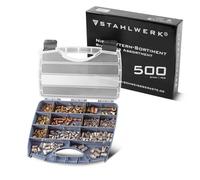 STAHLWERK Lot de 500 écrous à riveter pour pinces à écrou à riveter | Rivets filetés de qualité supérieure en aluminium et acier dans un coffret pratique | Mandrin fileté interchangeable M3 | M4 | M5