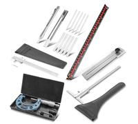 STAHLWERK Lot de 6 outils de mesure et de traçage de précision - Calibre 0-200 mm, jauge de profondeur 0-200 mm, mesure de pas 200 mm, vis de mesure 25-50 mm, règle triangulaire